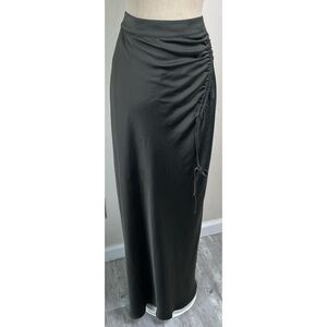 AllSaints Alexia Gathered Dark Green Maxi Skirt